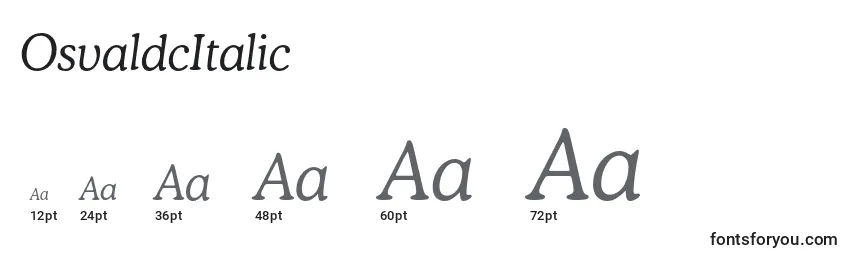 OsvaldcItalic Font Sizes