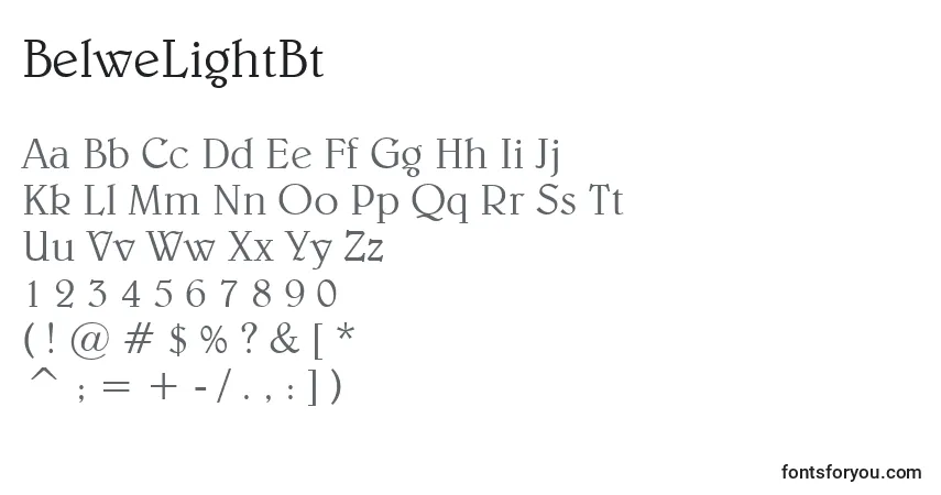 A fonte BelweLightBt – alfabeto, números, caracteres especiais