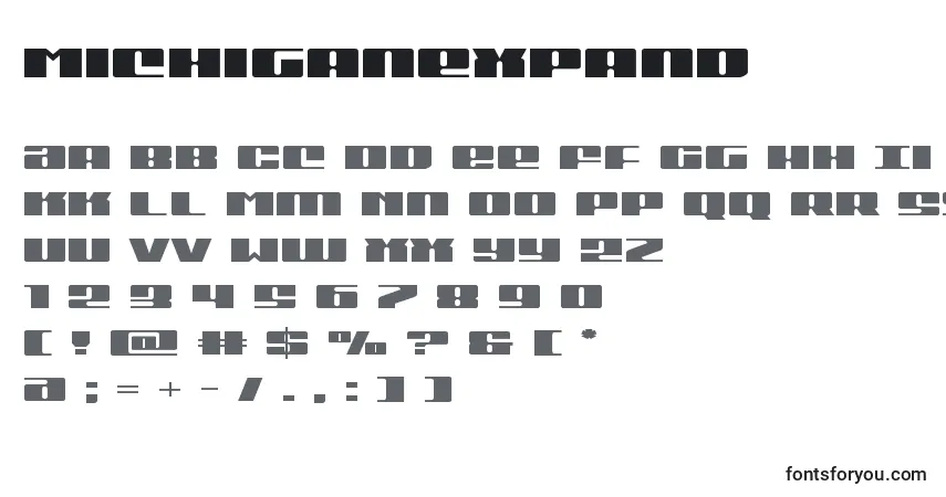 Michiganexpand Font – alphabet, numbers, special characters