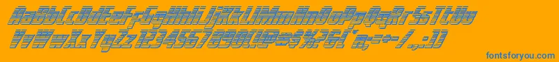 Voyagefantgchrome-Schriftart – Blaue Schriften auf orangefarbenem Hintergrund