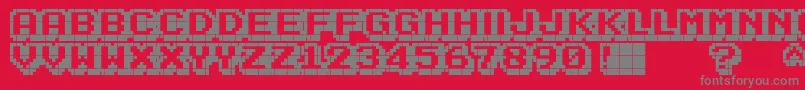 Fonte KarmaticArcade – fontes cinzas em um fundo vermelho