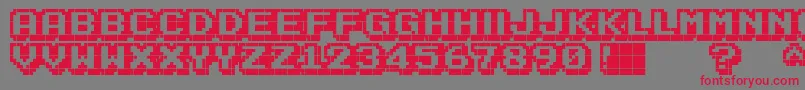 KarmaticArcade-Schriftart – Rote Schriften auf grauem Hintergrund