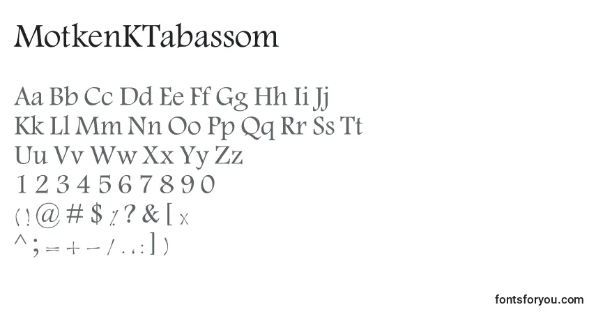 Schriftart MotkenKTabassom – Alphabet, Zahlen, spezielle Symbole