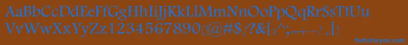 MotkenKTabassom-fontti – siniset fontit ruskealla taustalla