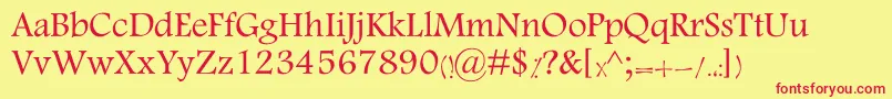 MotkenKTabassom-fontti – punaiset fontit keltaisella taustalla