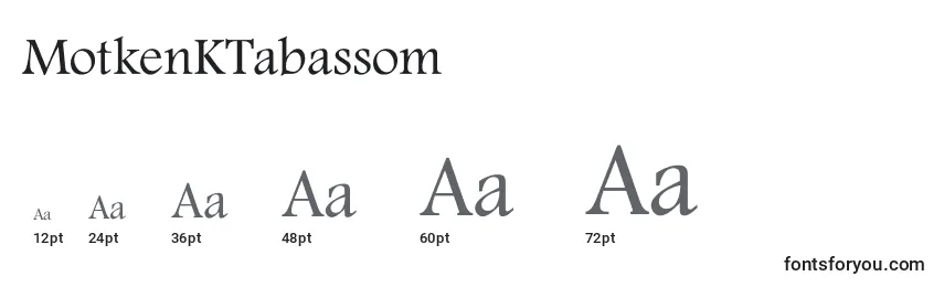 MotkenKTabassom Font Sizes