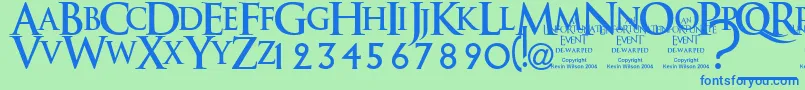Шрифт Anunedw – синие шрифты на зелёном фоне