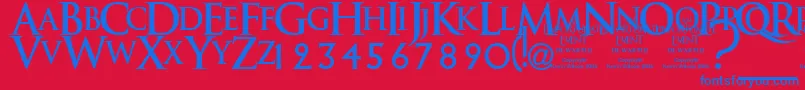 Anunedw Font – Blue Fonts on Red Background