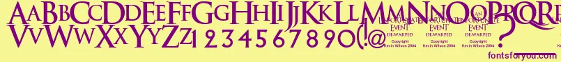 Anunedw Font – Purple Fonts on Yellow Background