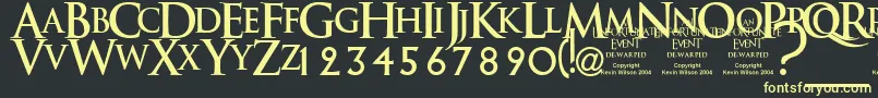 フォントAnunedw – 黒い背景に黄色の文字