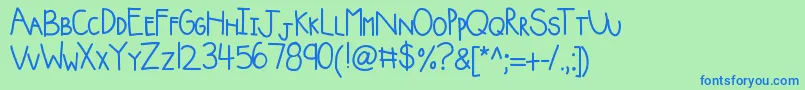 Шрифт Kbsquishyblanket – синие шрифты на зелёном фоне
