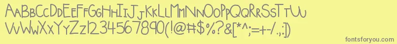 Weitere Informationen zur Kbsquishyblanket-Schriftart Kbsquishyblanket-Schriftart – Graue Schriften auf gelbem Hintergrund