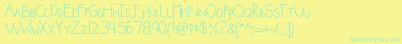 Kbsquishyblanket Font – Green Fonts on Yellow Background