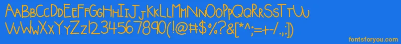 Kbsquishyblanket Font – Orange Fonts on Blue Background