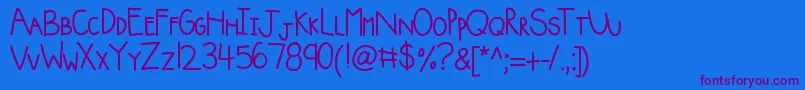 Kbsquishyblanket Font – Purple Fonts on Blue Background