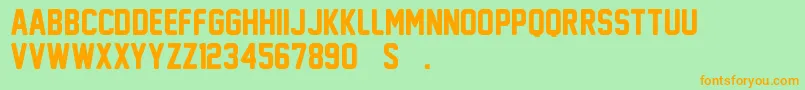 フォントNewAthleticM54 – オレンジの文字が緑の背景にあります。