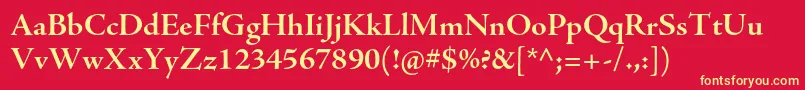 AjensonproBoldsubh-fontti – keltaiset fontit punaisella taustalla