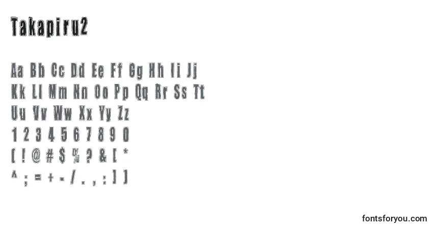 Takapiru2-fontti – aakkoset, numerot, erikoismerkit