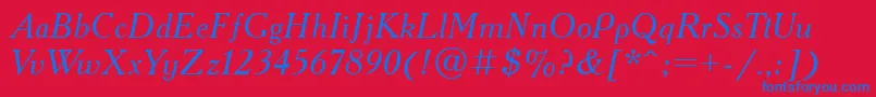 AcademyOldItalic Font – Blue Fonts on Red Background