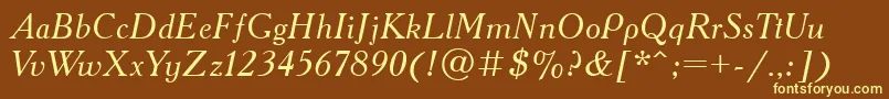 AcademyOldItalic Font – Yellow Fonts on Brown Background