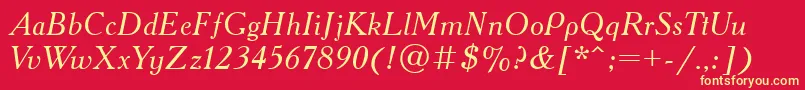 Czcionka AcademyOldItalic – żółte czcionki na czerwonym tle