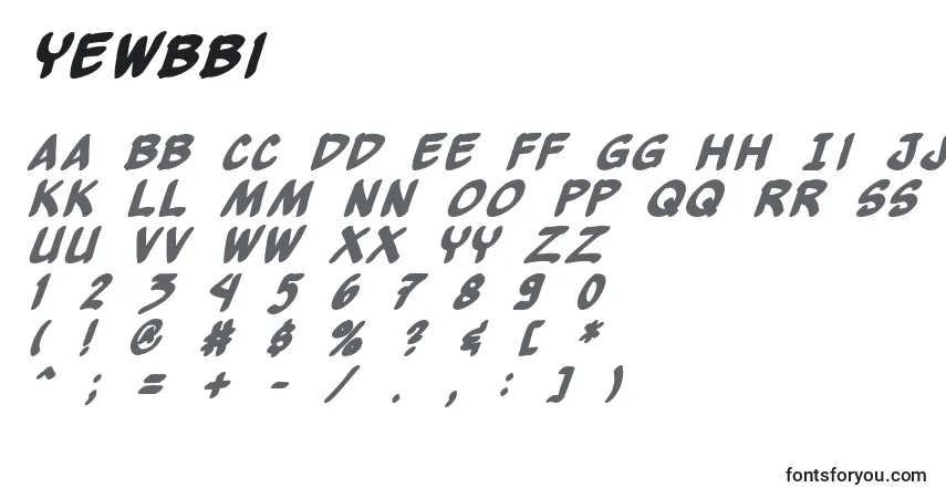 Yewbbi-fontti – aakkoset, numerot, erikoismerkit
