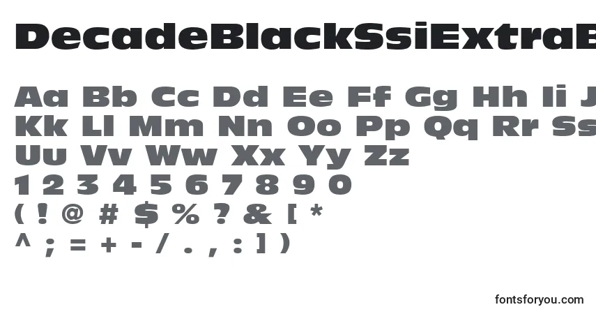 Шрифт DecadeBlackSsiExtraBlack – алфавит, цифры, специальные символы