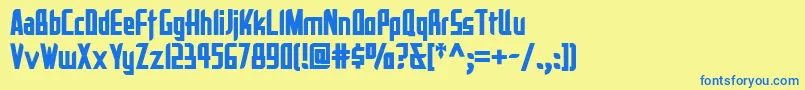 フォントLa Reyna Catalina Nf – 青い文字が黄色の背景にあります。