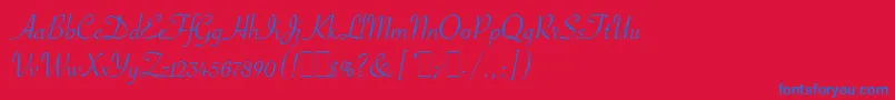 SavoyeLetPlain.1.0 Font – Blue Fonts on Red Background