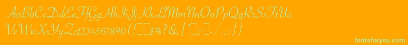 SavoyeLetPlain.1.0 Font – Green Fonts on Orange Background