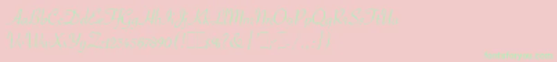 フォントSavoyeLetPlain.1.0 – ピンクの背景に緑の文字