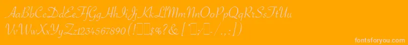 SavoyeLetPlain.1.0-Schriftart – Rosa Schriften auf orangefarbenem Hintergrund