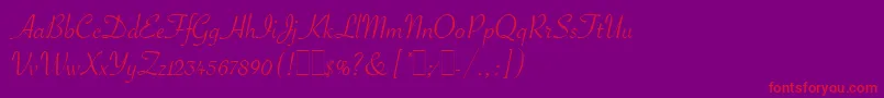 SavoyeLetPlain.1.0-Schriftart – Rote Schriften auf violettem Hintergrund