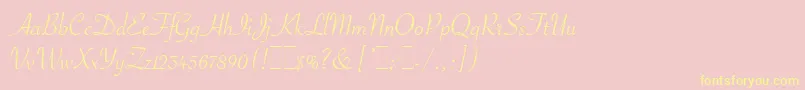 SavoyeLetPlain.1.0 Font – Yellow Fonts on Pink Background