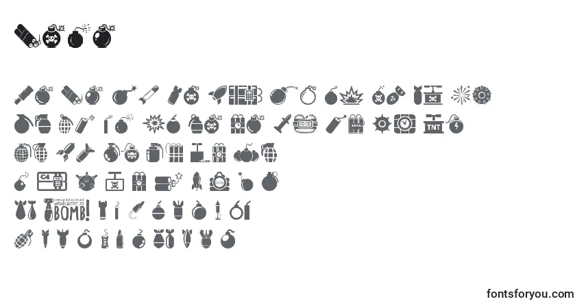 Schriftart Bomb – Alphabet, Zahlen, spezielle Symbole