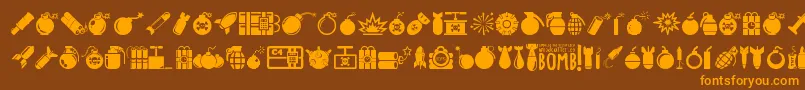 フォントBomb – オレンジ色の文字が茶色の背景にあります。