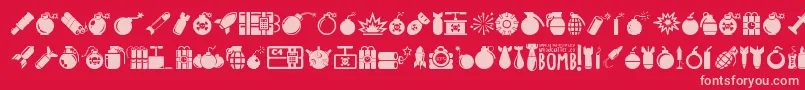 Bomb-Schriftart – Rosa Schriften auf rotem Hintergrund