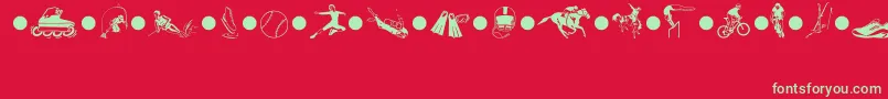 SportsThreeMt Font – Green Fonts on Red Background