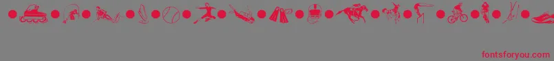 フォントSportsThreeMt – 赤い文字の灰色の背景