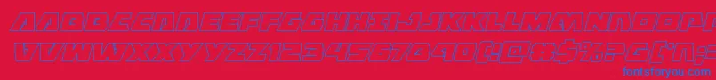 Czcionka Eaglestrikeoutital – niebieskie czcionki na czerwonym tle