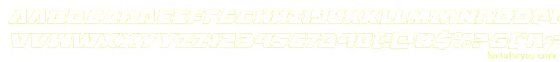 フォントEaglestrikeoutital – 白い背景に黄色の文字