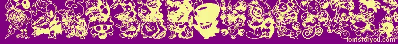 Pokpix2-Schriftart – Gelbe Schriften auf violettem Hintergrund