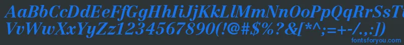 CentennialltstdBolditalic-fontti – siniset fontit mustalla taustalla