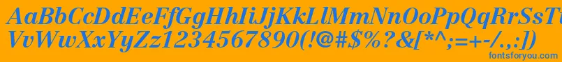Шрифт CentennialltstdBolditalic – синие шрифты на оранжевом фоне