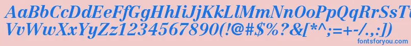 CentennialltstdBolditalic-Schriftart – Blaue Schriften auf rosa Hintergrund