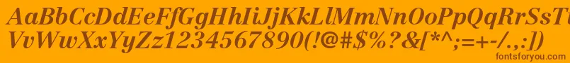 CentennialltstdBolditalic-fontti – ruskeat fontit oranssilla taustalla