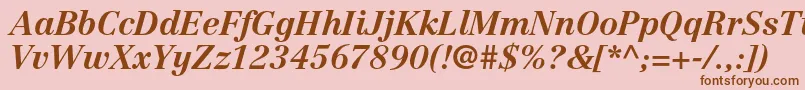 フォントCentennialltstdBolditalic – ピンクの背景に茶色のフォント