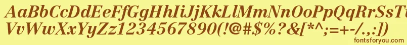 フォントCentennialltstdBolditalic – 茶色の文字が黄色の背景にあります。