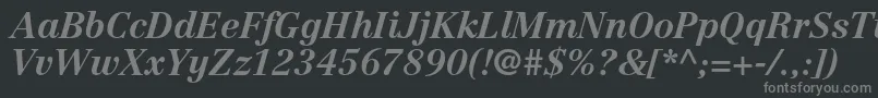 CentennialltstdBolditalic-fontti – harmaat kirjasimet mustalla taustalla