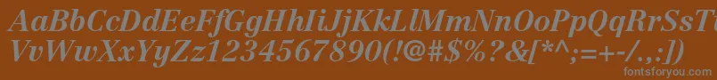 CentennialltstdBolditalic-fontti – harmaat kirjasimet ruskealla taustalla